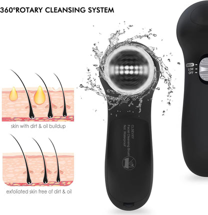 Facial Cleansing Brush Face Scrubber: CLSEVXY Electric Face Spin Cleanser Brushe
